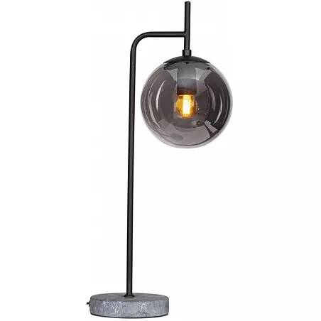 Lampe à poser design à LED en verre gris fumé et aspect marbre gris H60