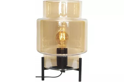 9950 - 113060 - Lampe à poser design à LED en verre ambre et métal noir H29