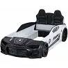 Lit voiture de sport GT4 Police full LED blanc et noir avec double appuie tête noir