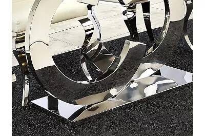 Table de salle à manger design en verre et acier chromé 180x90