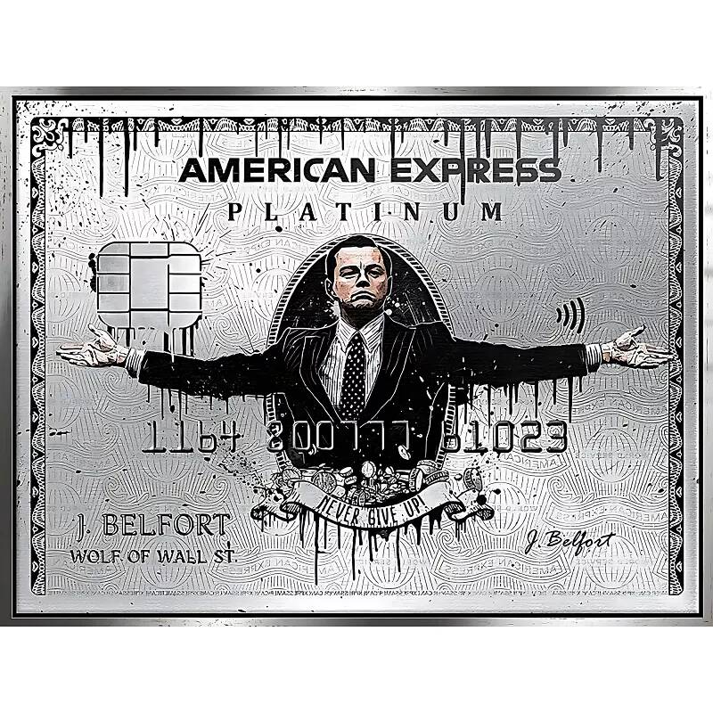 Tableau sur toile American Express Platinum argent antique