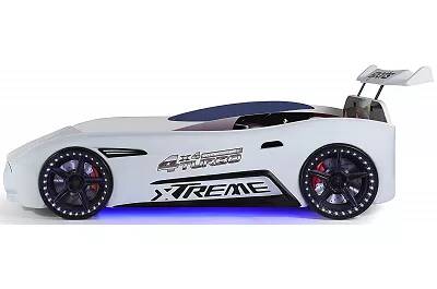 Lit voiture de sport Aston blanc full LED et Bluetooth