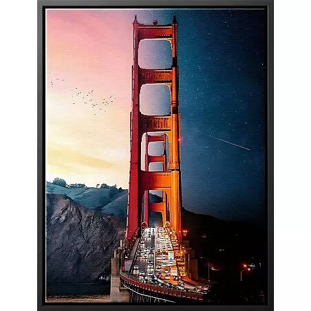 Tableau sur toile Golden Gate noir