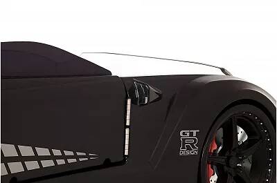 Lit voiture de sport GTR noir full LED avec double appuie tête et Bluetooth