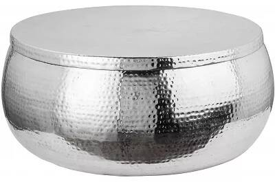 4606 - 114579 - Table basse design en aluminium argenté avec espace de rangement