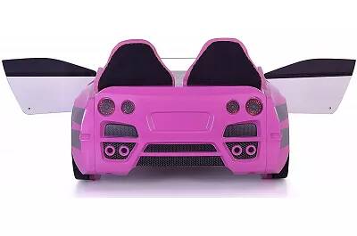 Lit voiture de sport GTR rose full LED avec double appuie tête et Bluetooth