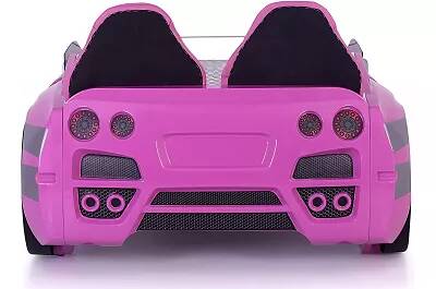 Lit voiture de sport GTR rose full LED avec double appuie tête et Bluetooth