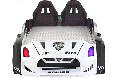 Lit voiture de sport GTR Police full LED avec double appuie tête et Bluetooth