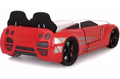 Lit voiture de sport GTR rouge full LED avec double appuie tête et Bluetooth