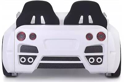 Lit voiture de sport GTR blanc full LED avec double appuie tête et Bluetooth