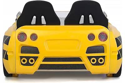 Lit voiture de sport GTR jaune full LED avec double appuie tête et Bluetooth