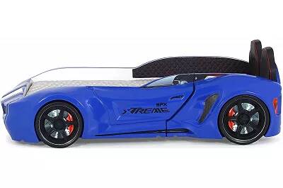 Lit voiture de sport SPX bleu full LED avec double appuie tête et Bluetooth