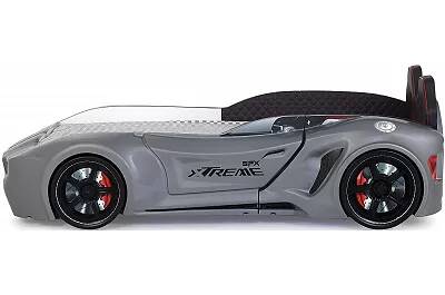 Lit voiture de sport SPX gris full LED avec double appuie tête et Bluetooth