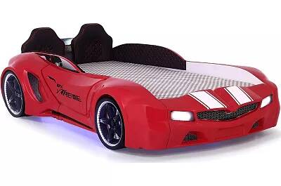 Lit voiture de sport SPX rouge full LED avec double appuie tête et Bluetooth