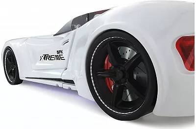 Lit voiture de sport SPX blanc full LED avec double appuie tête et Bluetooth