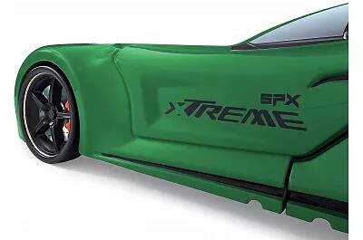 Lit voiture de sport SPX vert full LED avec double appuie tête et Bluetooth