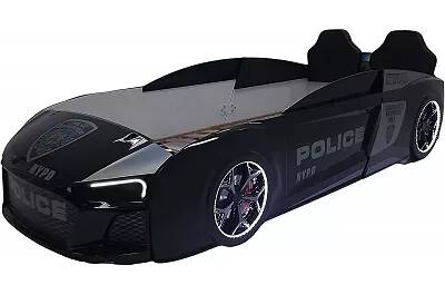 Lit voiture de sport R8 Police noir full LED avec double appuie tête et Bluetooth