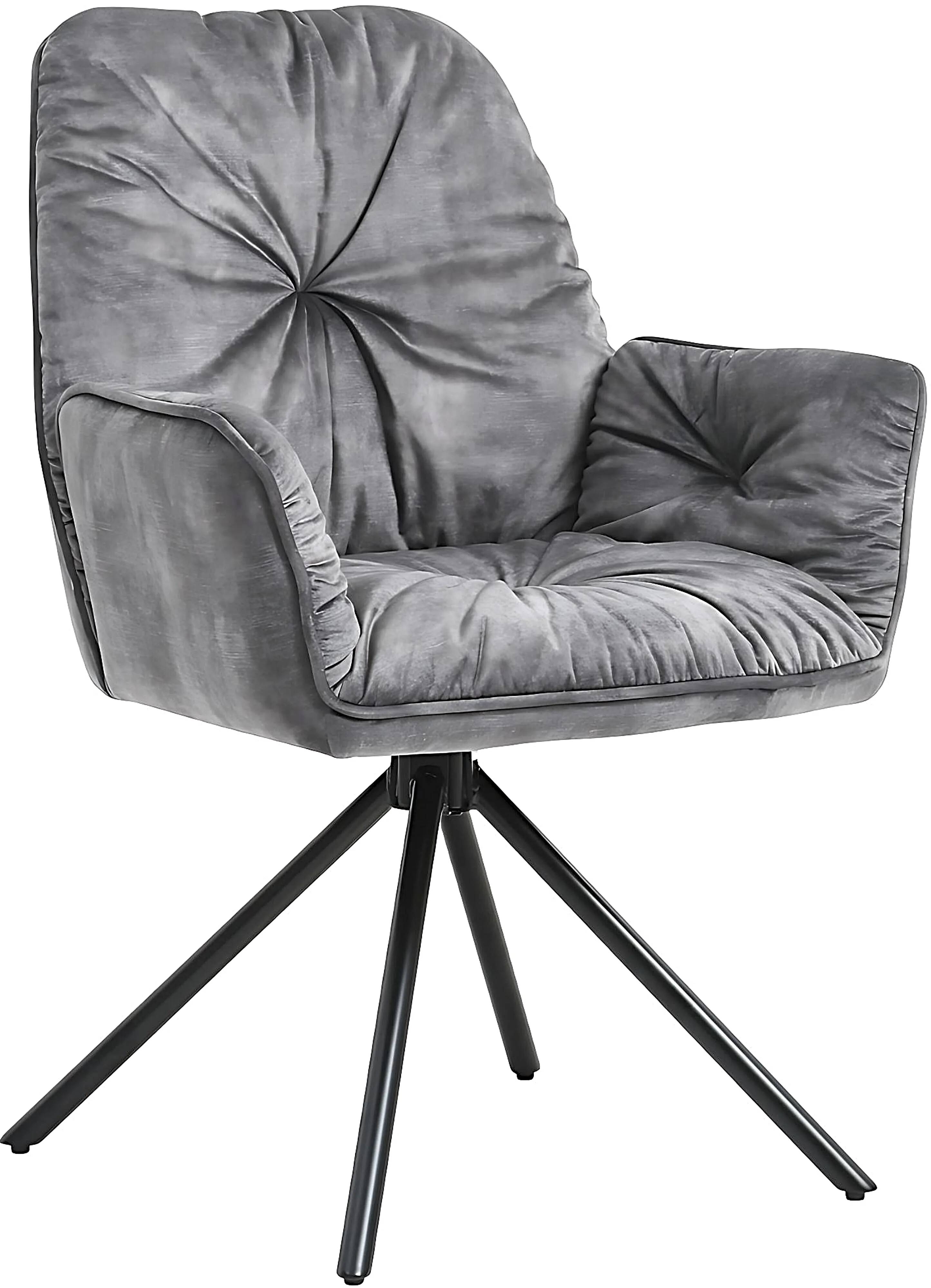 Chaise pivotante en velours gris vintage