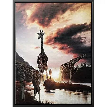Tableau sur toile Girafe noir