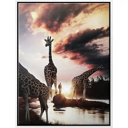 Tableau sur toile Girafe blanc
