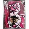Tableau sur toile Panthère Rose Bitcoin argent antique