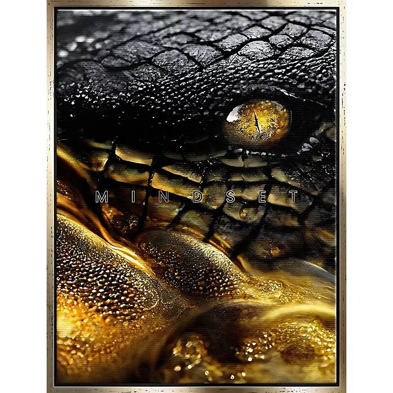 Tableau sur toile Crocodile doré antique