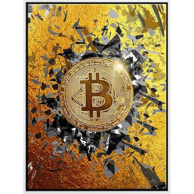 Tableau sur toile Éclat Bitcoin blanc