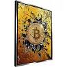 Tableau sur toile Éclat Bitcoin argent antique