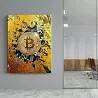 Tableau sur toile Éclat Bitcoin doré antique