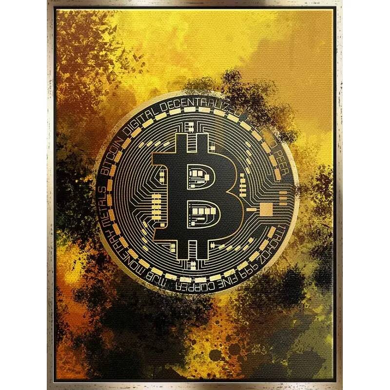 Tableau sur toile Bitcoin doré antique