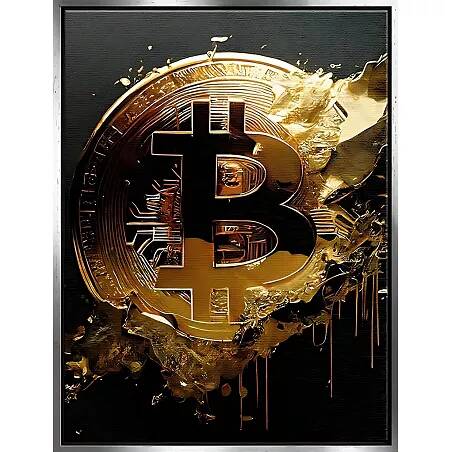 Tableau sur toile Bitcoin Pur argent antique