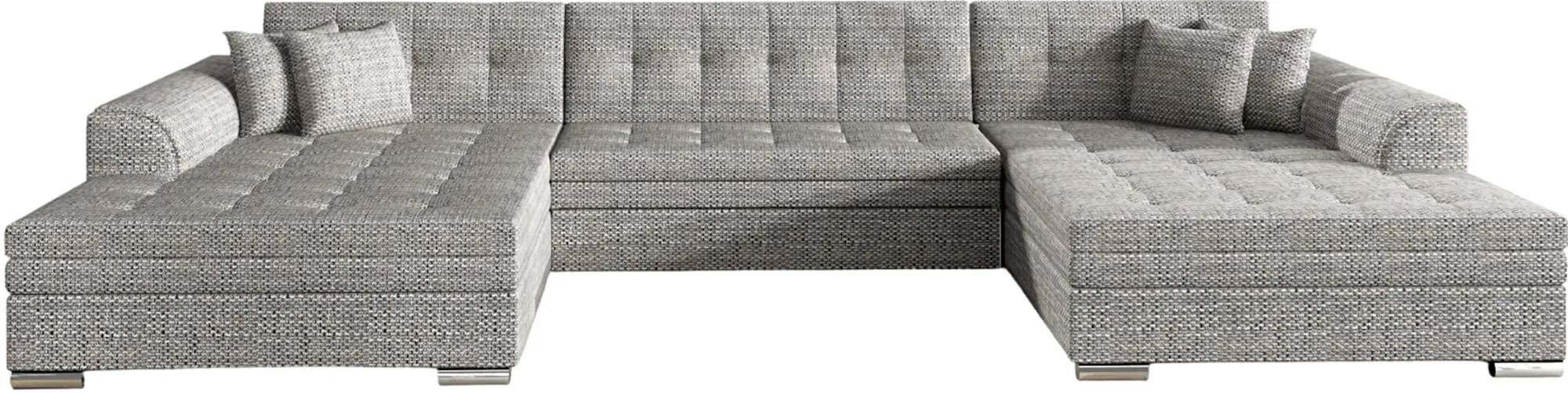 Canapé d'angle convertible en tissu chiné gris clair