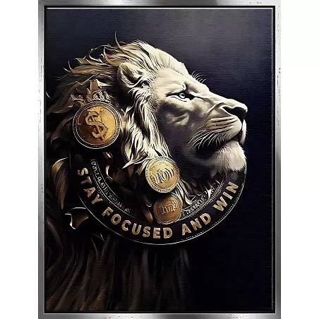 Tableau sur toile Bitcoin Lion argent antique