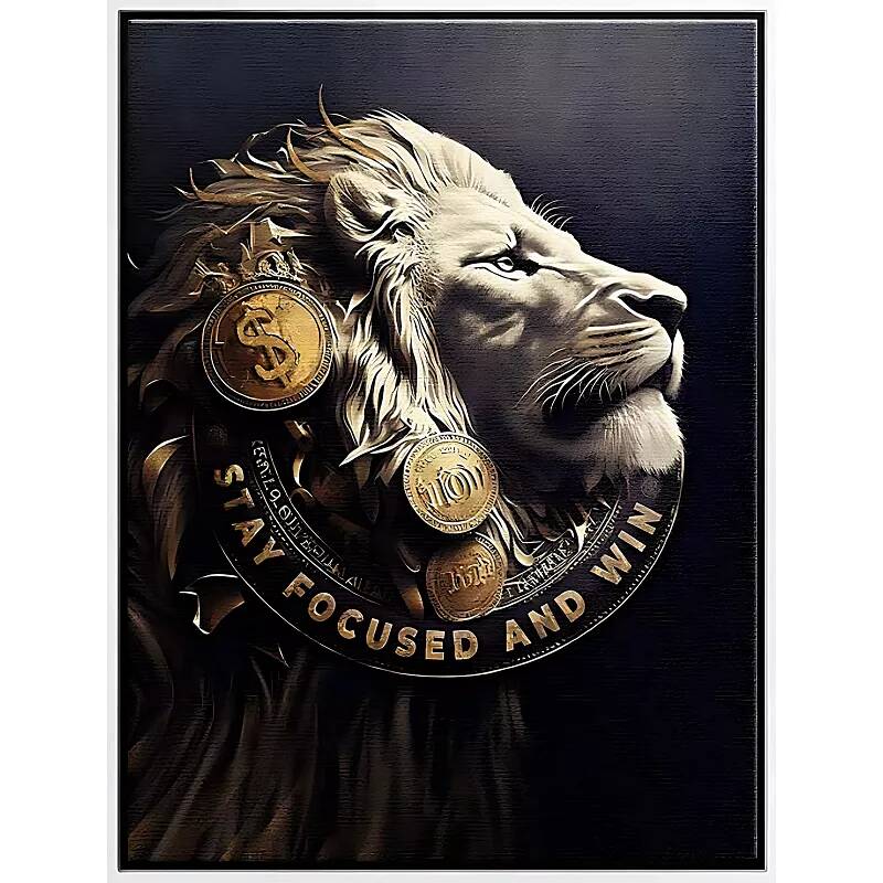 Tableau sur toile Bitcoin Lion blanc