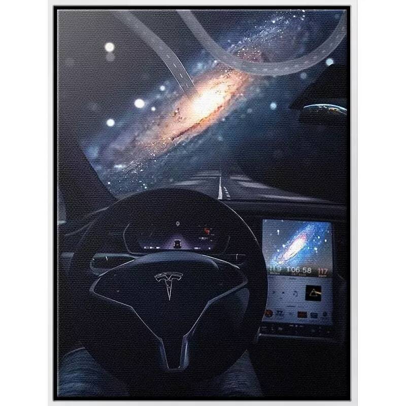 Tableau sur toile Tesla blanc