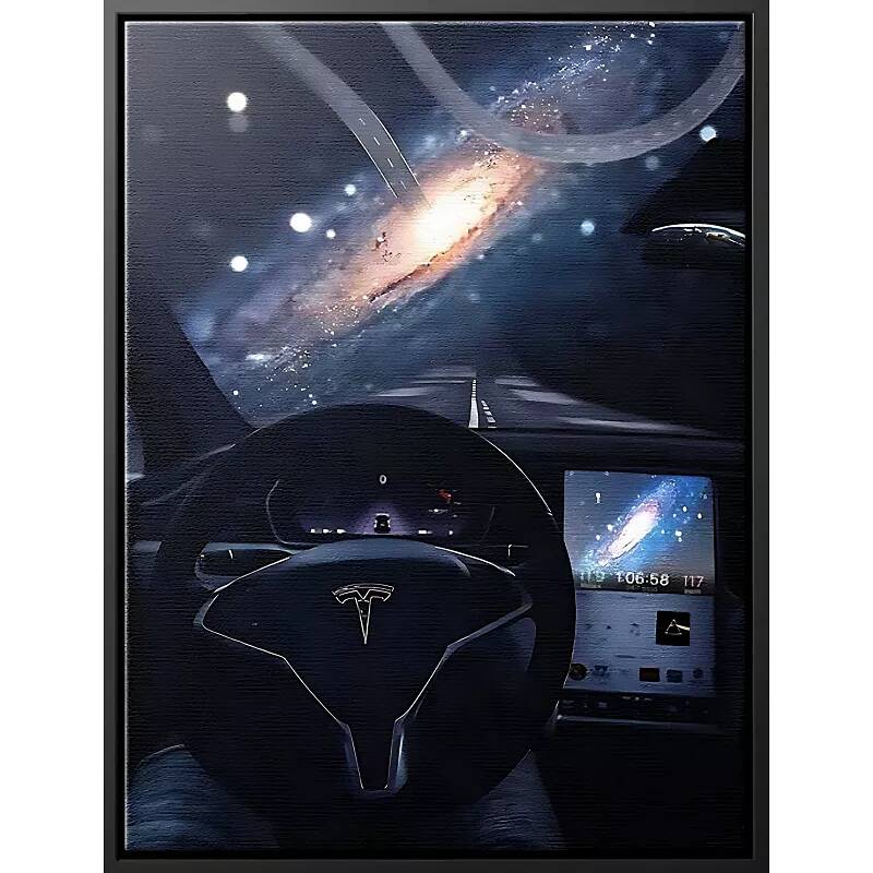 Tableau sur toile Tesla noir