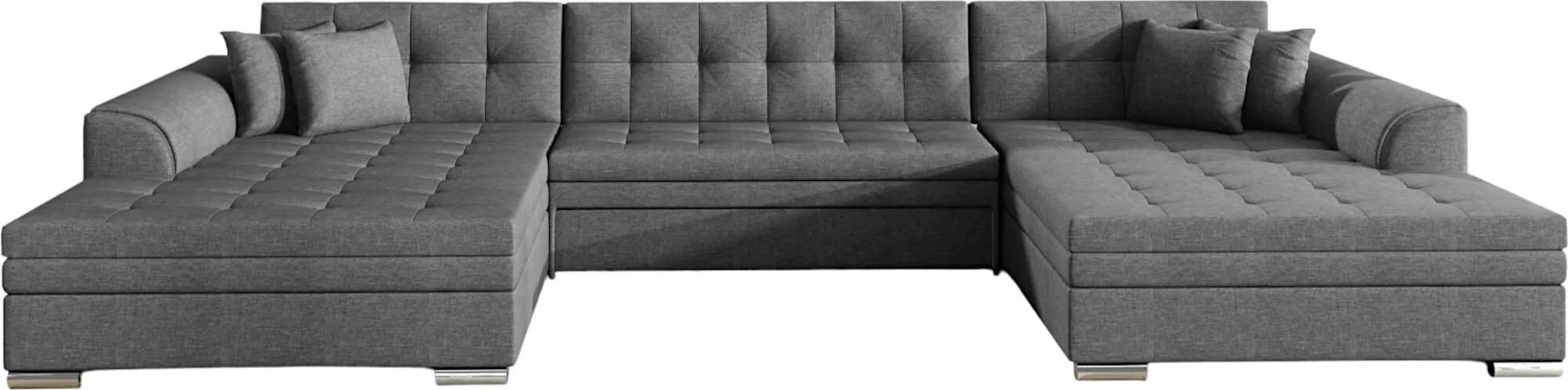 Canapé d'angle convertible en tissu gris foncé