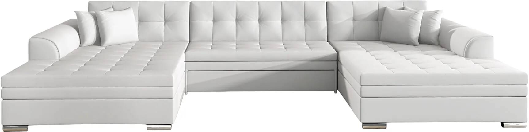 Canapé d'angle convertible en simili cuir blanc