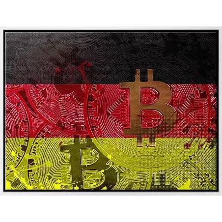 Tableau sur toile Bitcoin Drapeau Allemagne blanc