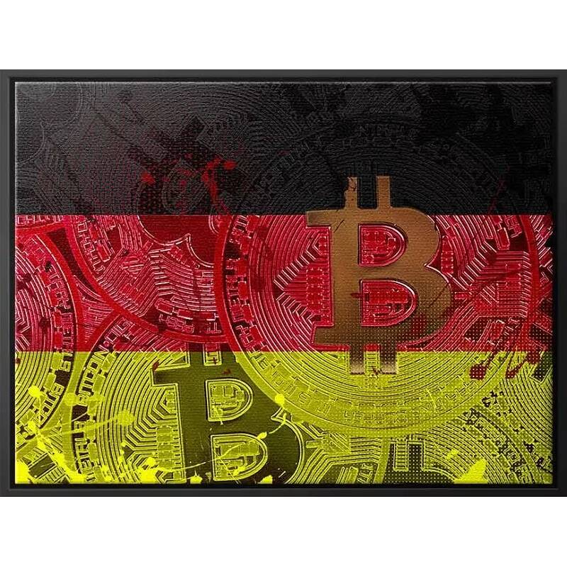 Tableau sur toile Bitcoin Drapeau Allemagne noir