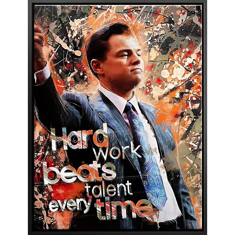 Tableau sur toile Leonardo DiCaprio noir
