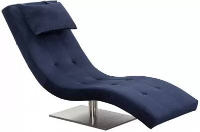 Chaise longue de relaxation incurvé velours bleu nuit