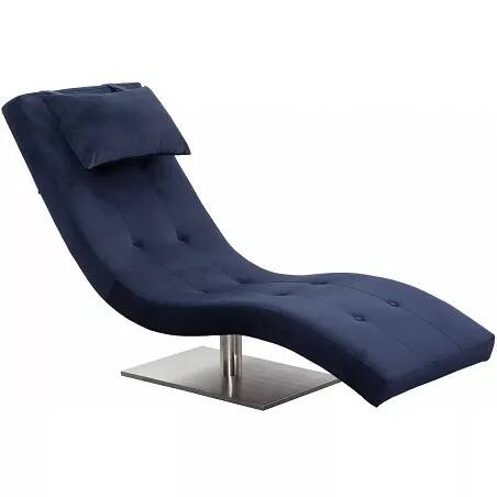 Chaise longue de relaxation incurvé velours bleu nuit