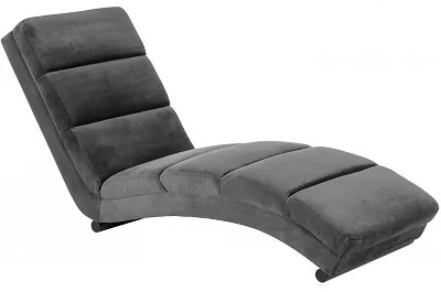 Chaise longue de relaxation incurvé velours gris