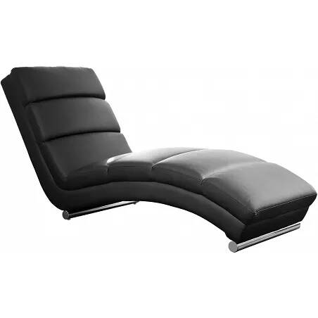 Chaise longue incurvé en simili cuir noir
