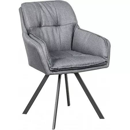 Chaise pivotante en tissu matelassé gris