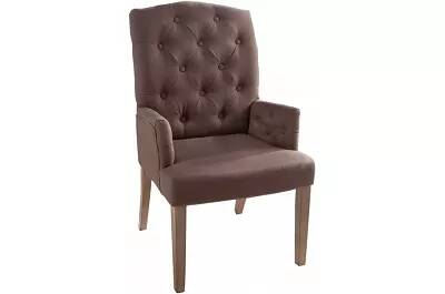Set de 2 chaises en tissu lin capitonné marron