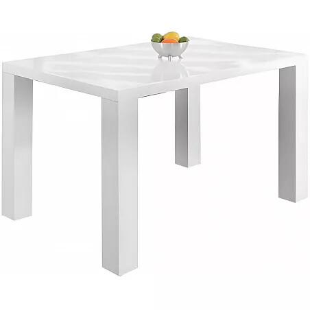 Table de salle à manger design blanc laqué 120x80