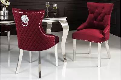 Set de 2 chaises en velours capitonné rouge