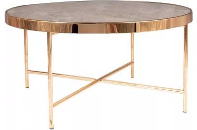 Table basse design en verre aspect marbre et métal doré